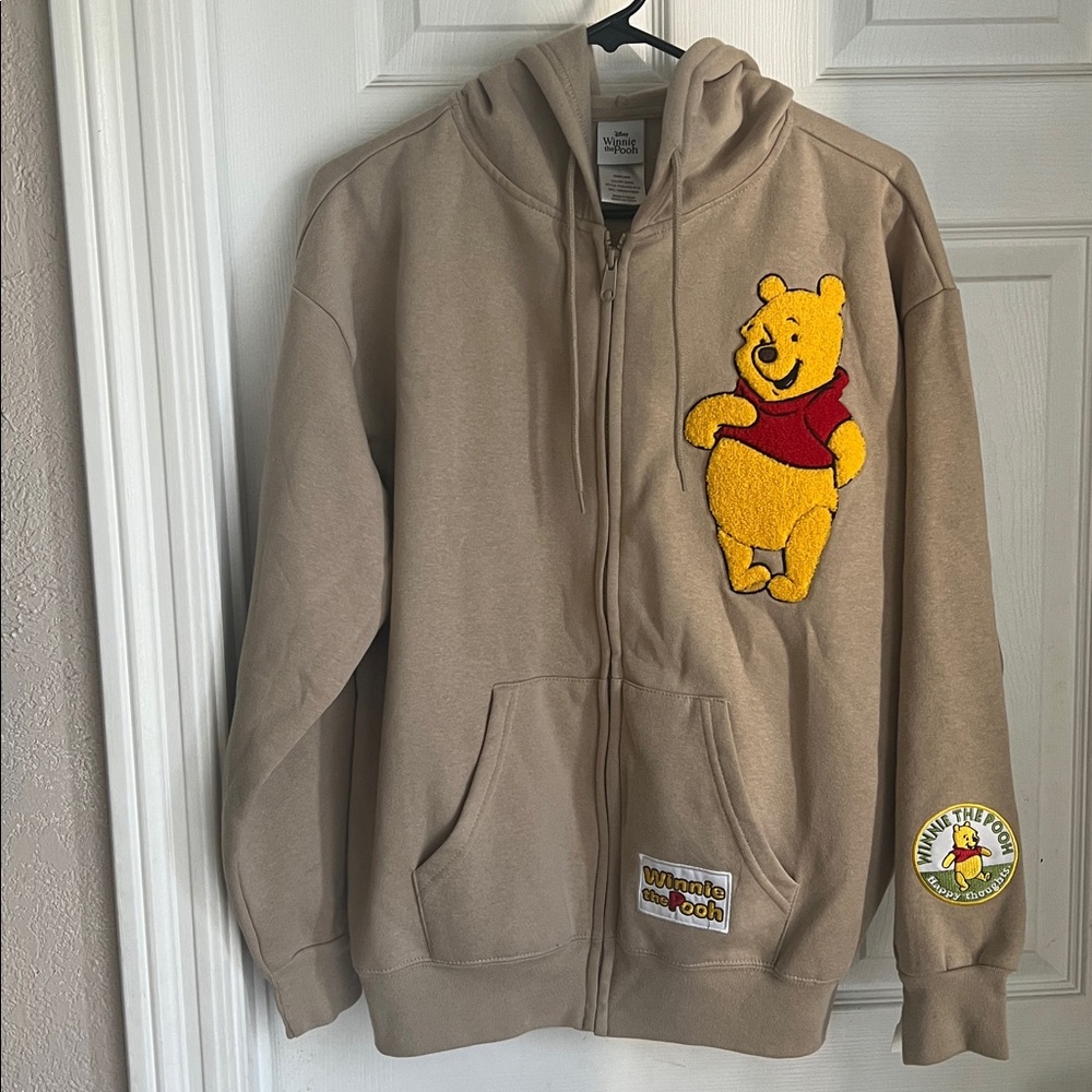 Disney Winnie The Pooh Large Hoodie Full Zip Sand Color